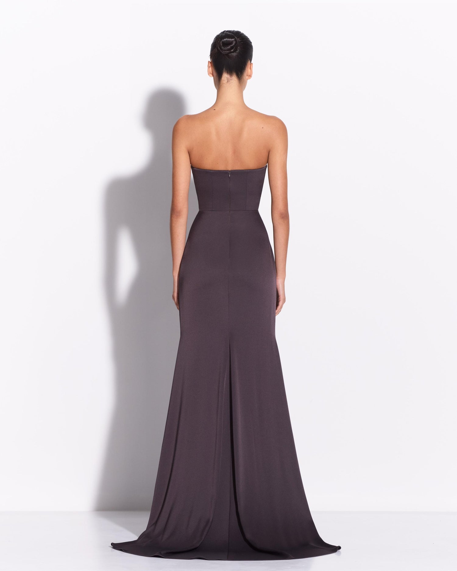 Strapless Split Gown in Satin Crepe