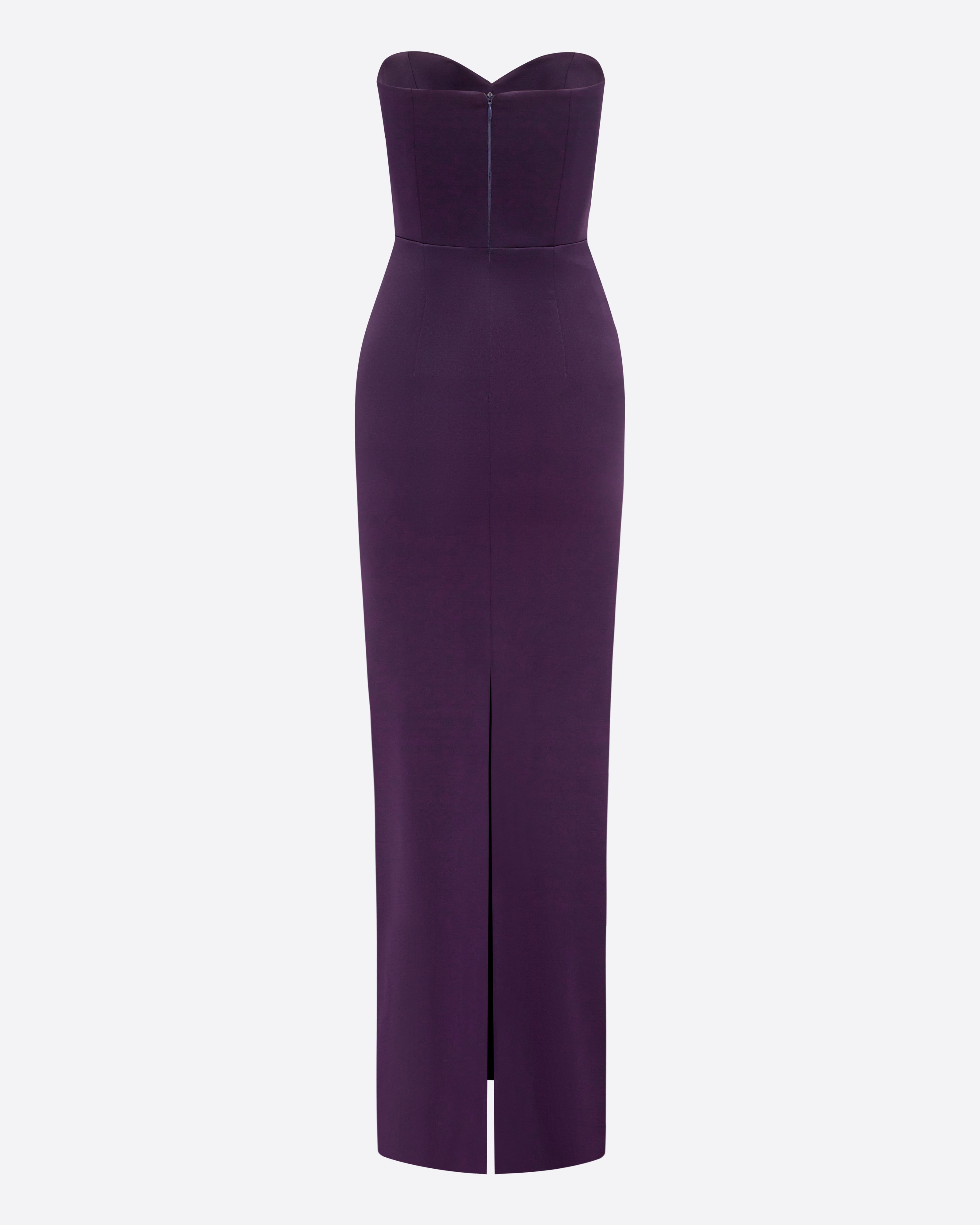 Strapless Sweetheart Drape Column in Satin Crepe