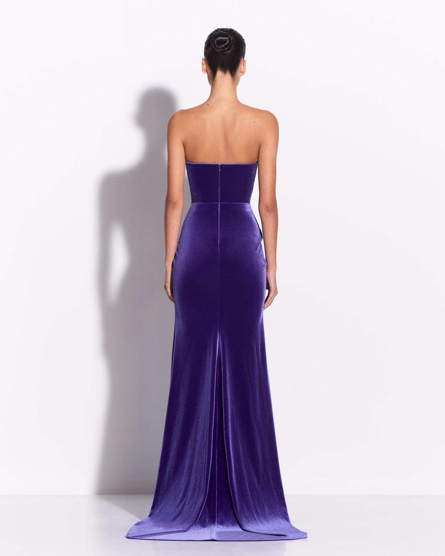 Strapless Sweetheart Ruched Gown in Velvet 12 / Iris Strapless Sweetheart Ruched Gown in Velvet 12 / Iris