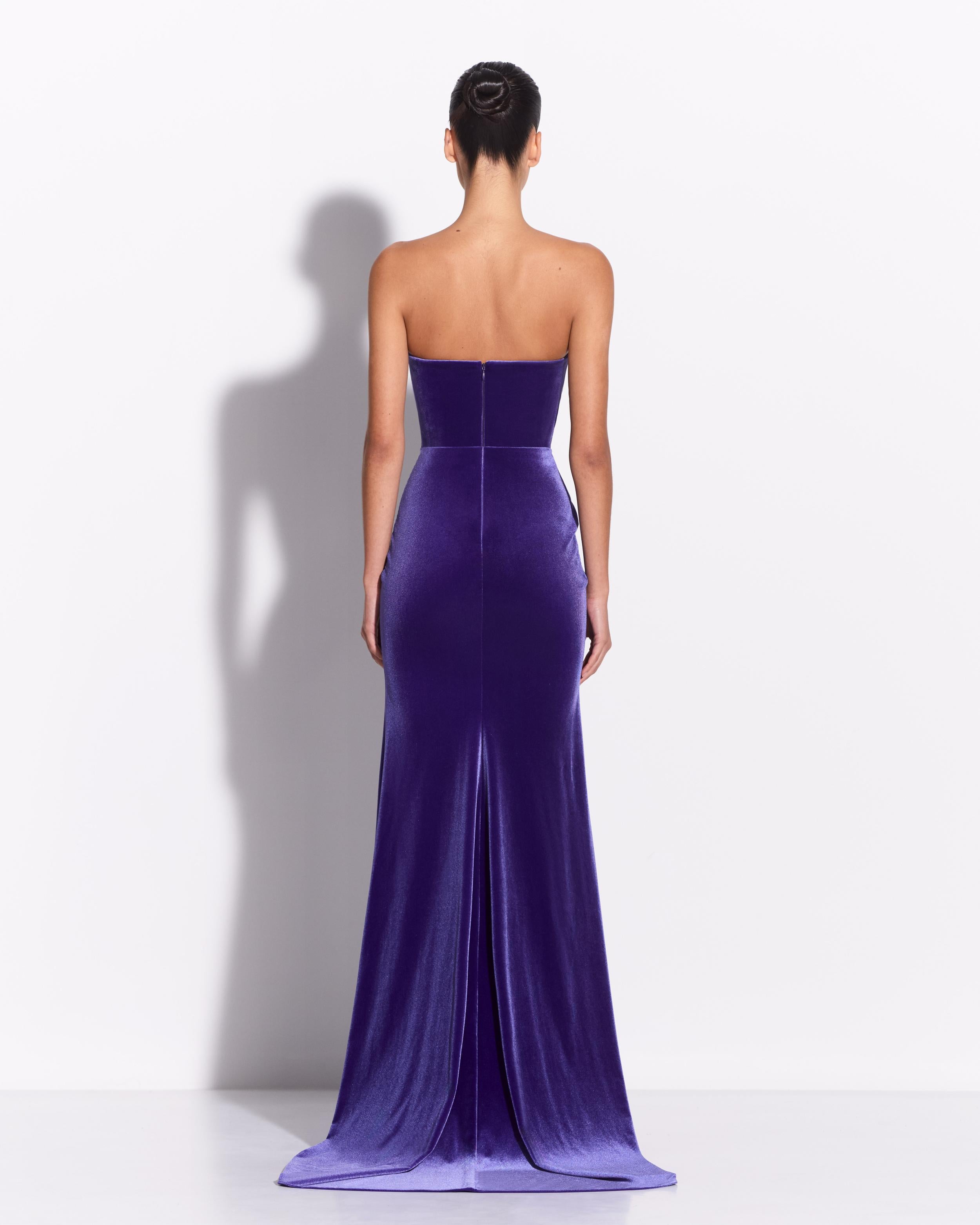 Strapless Sweetheart Ruched Gown in Velvet