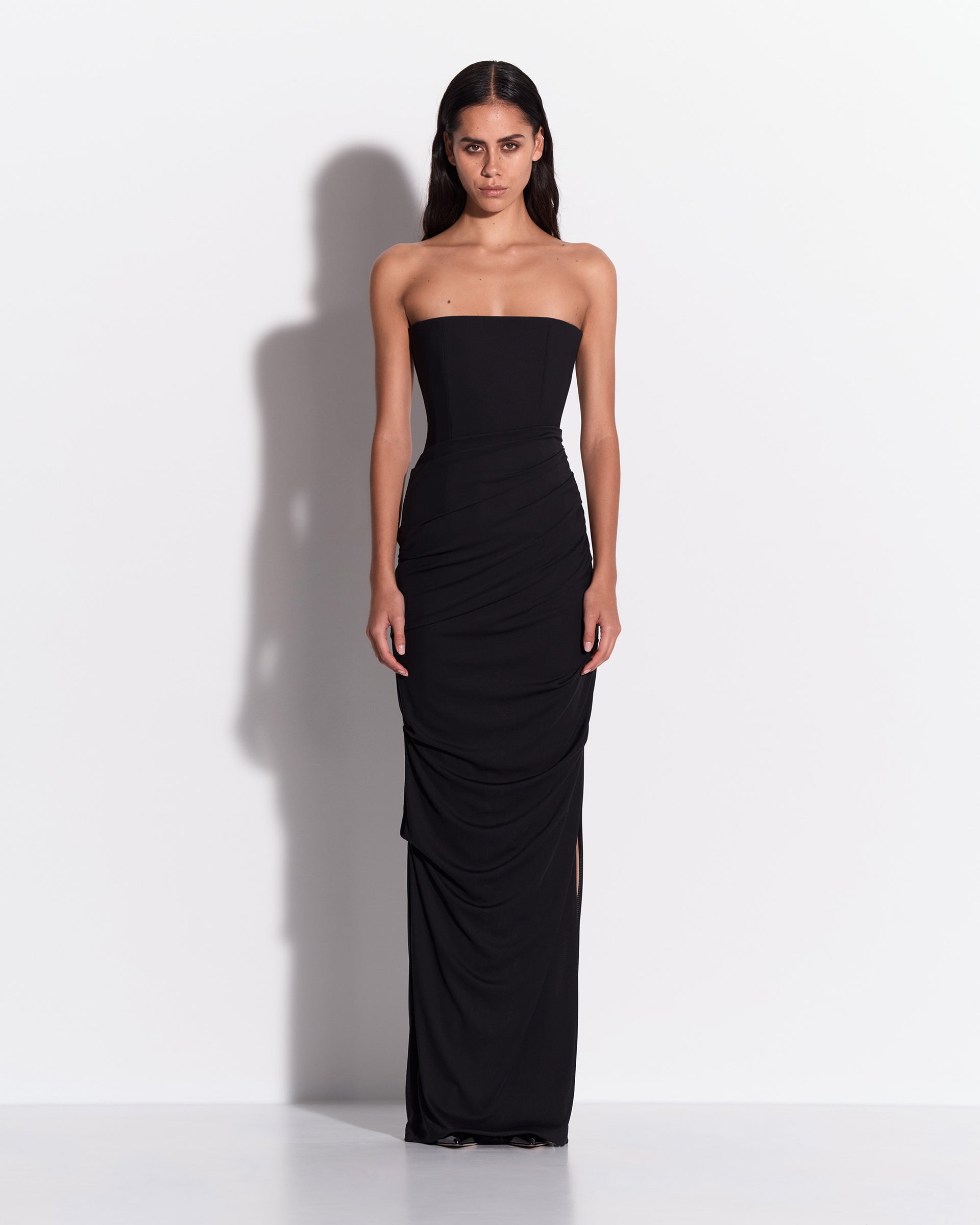 alex perry black dress Strapless Tucked Column in Stretch Mesh Dress Type_Wrap this mini dress is Alexander Wang Ruched Stretch-mesh Shirt Size:Small