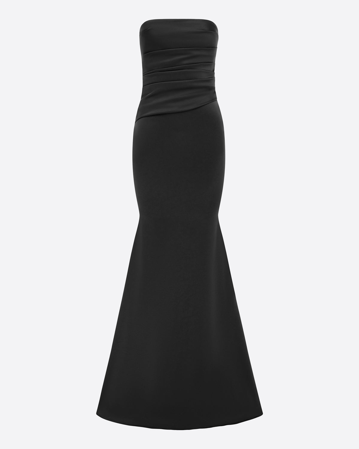 Strapless Tucked Gown in Satin Crepe