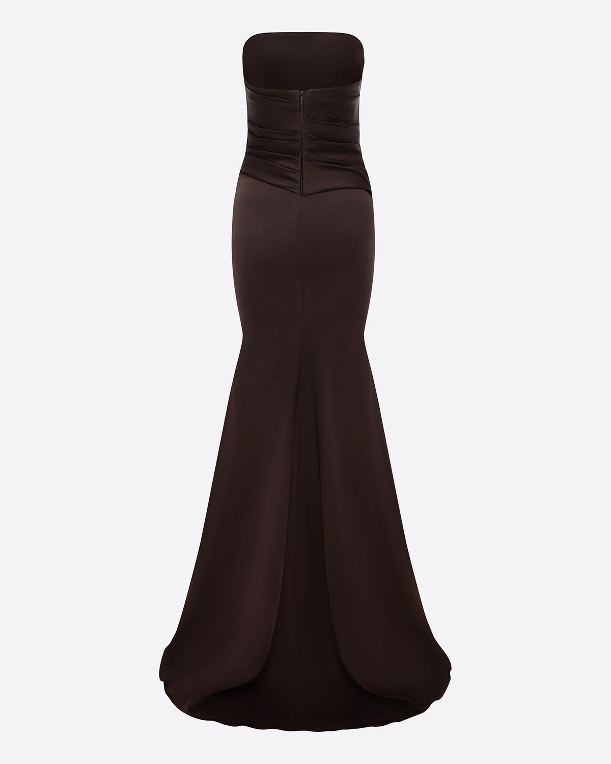 Strapless Tucked Gown in Satin Crepe