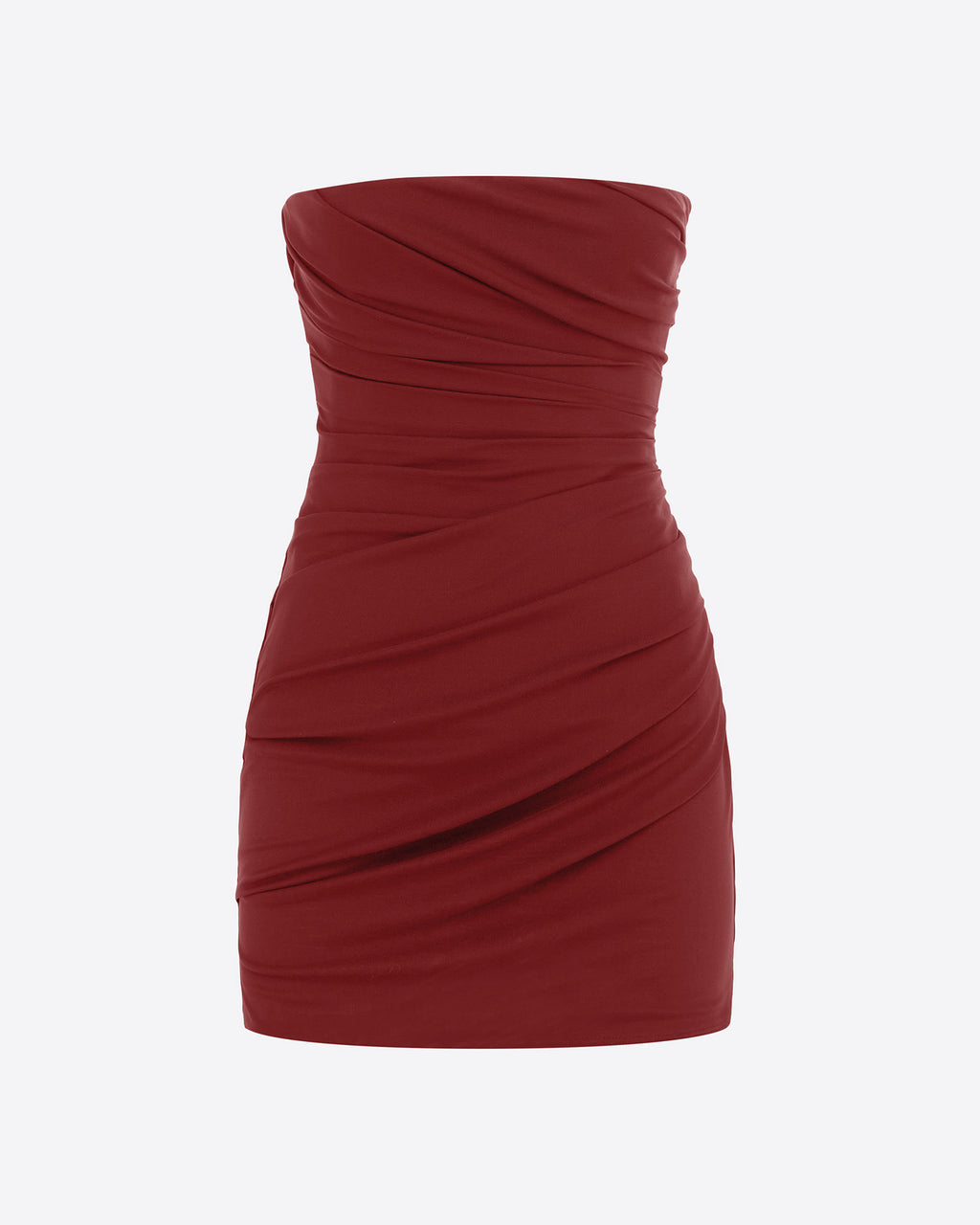 Strapless Tucked Mini Dress in Stretch Mesh