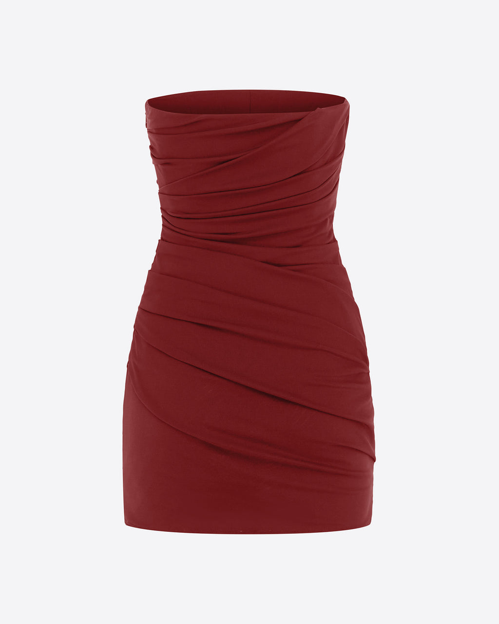 Strapless Tucked Mini Dress in Stretch Mesh