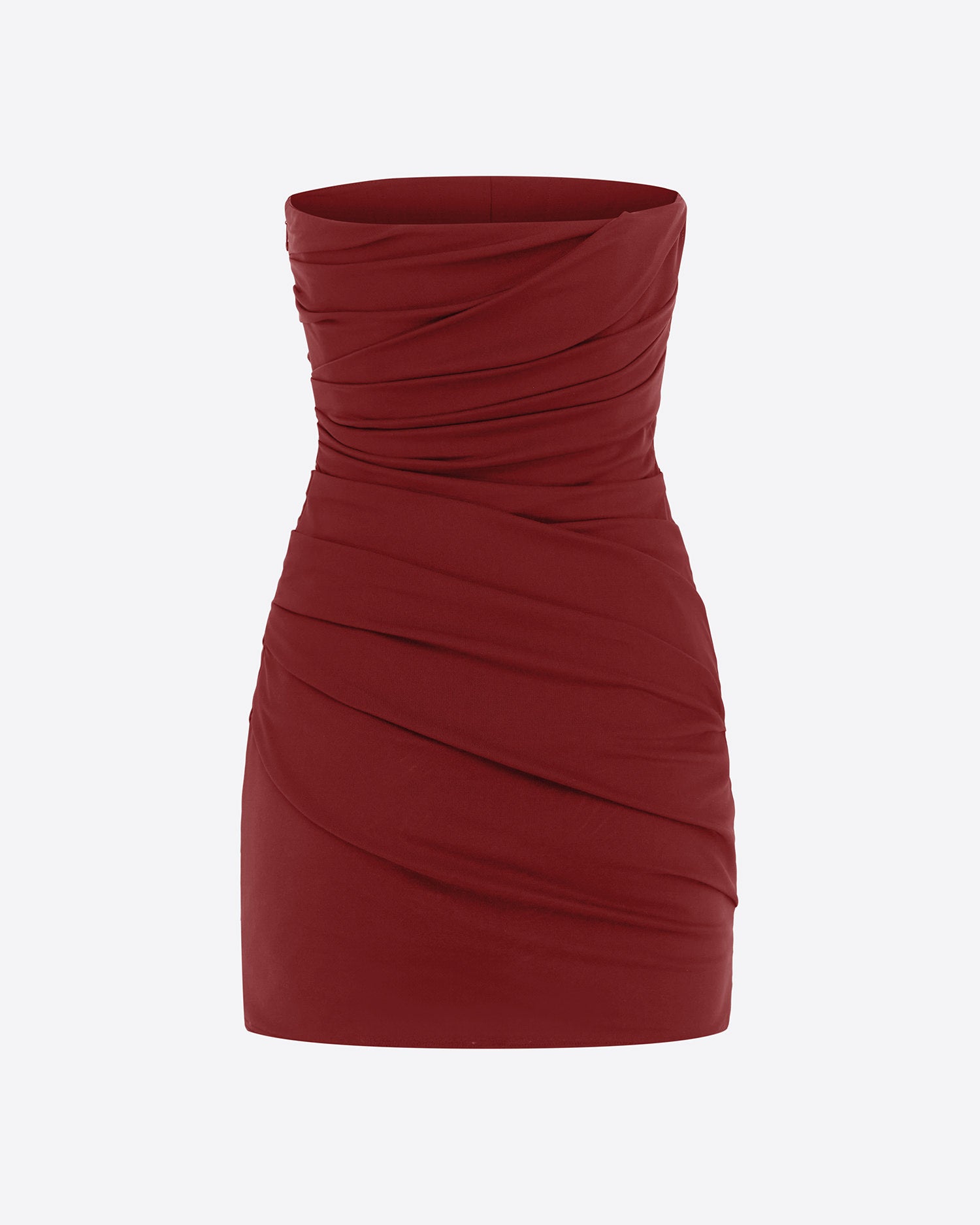 Strapless Tucked Mini Dress in Stretch Mesh