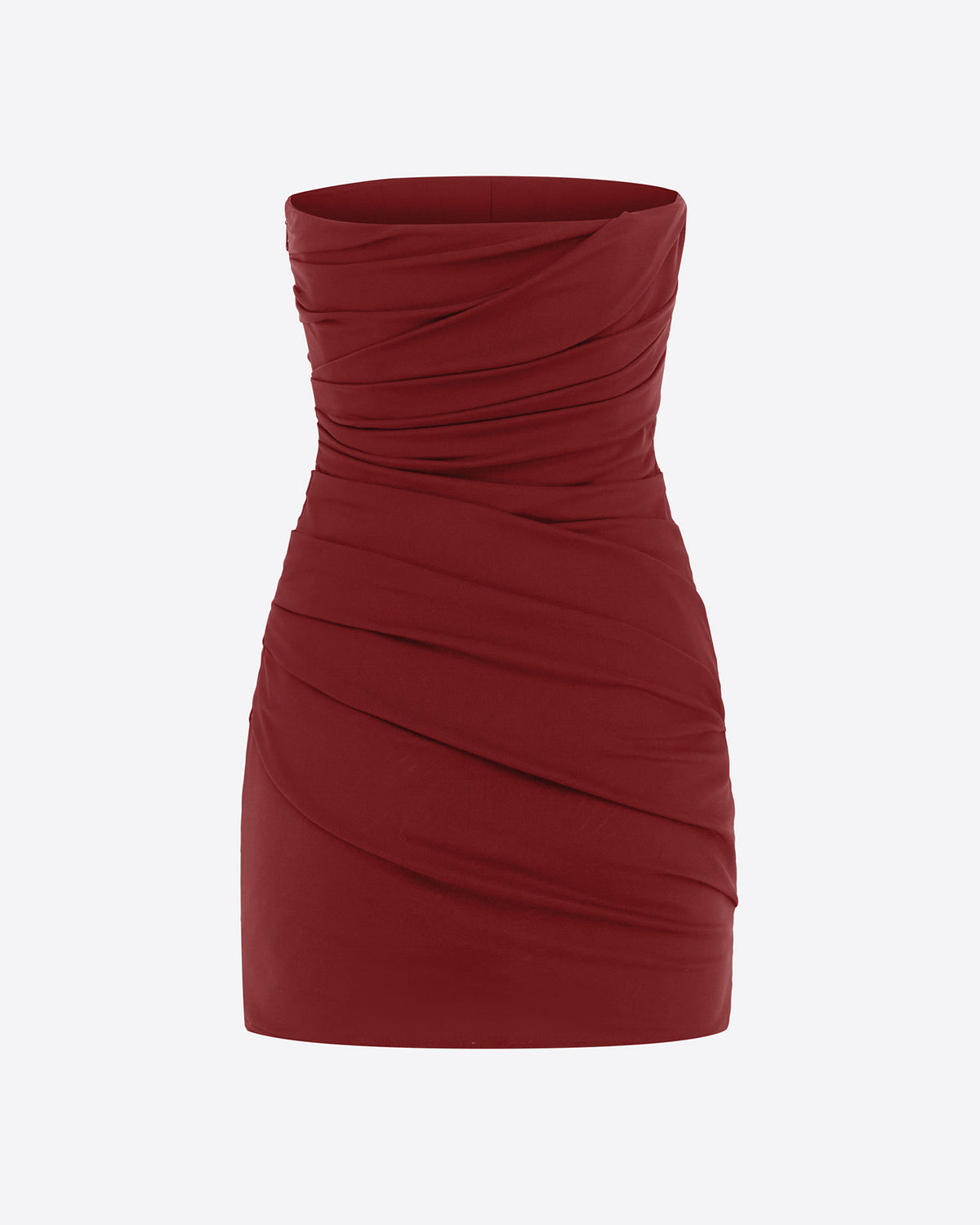 Strapless Tucked Mini Dress in Stretch Mesh