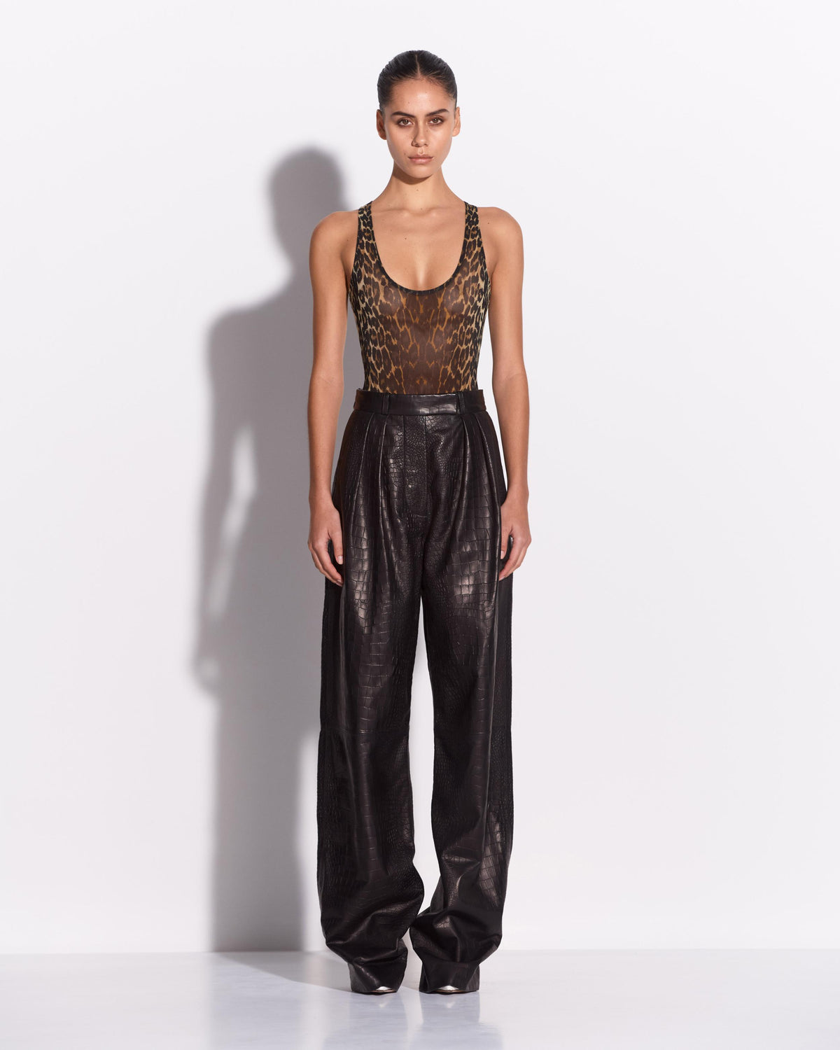 Tailored Trouser in Embossed Leather