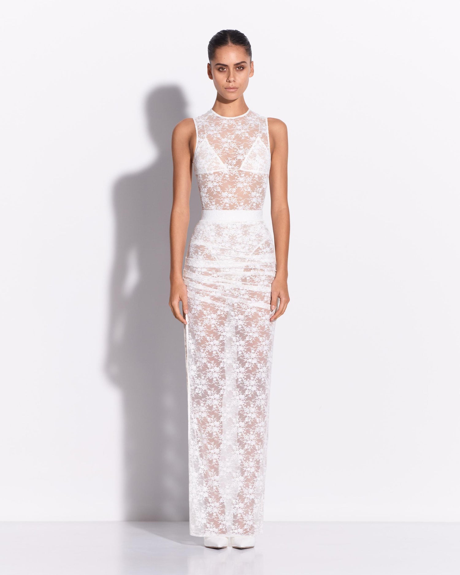 Tucked Column Skirt in Lace
