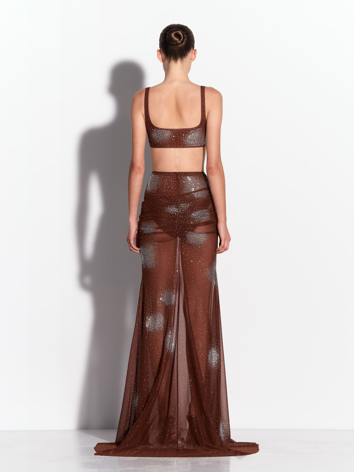 Tucked Fishtail Skirt in Crystal Mesh