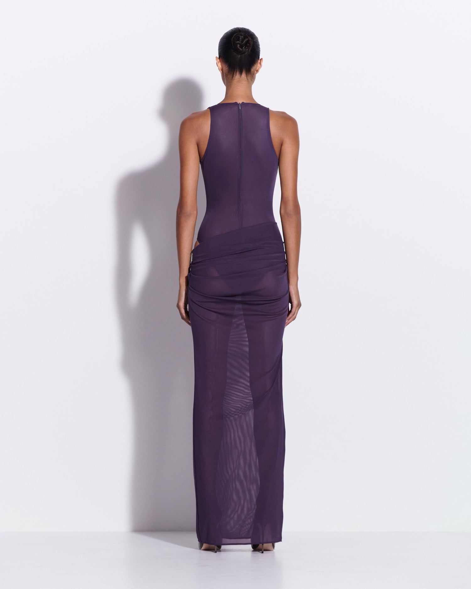 Tucked Halter Column in Stretch Mesh Alex Perry Tucked Halter Column in Stretch Mesh Alex Perry