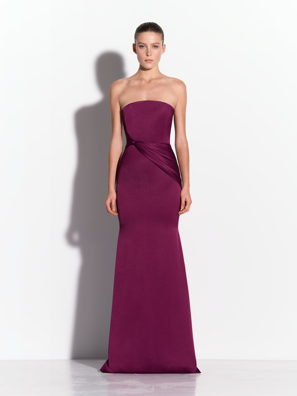Twist Drape Gown in Satin Crepe