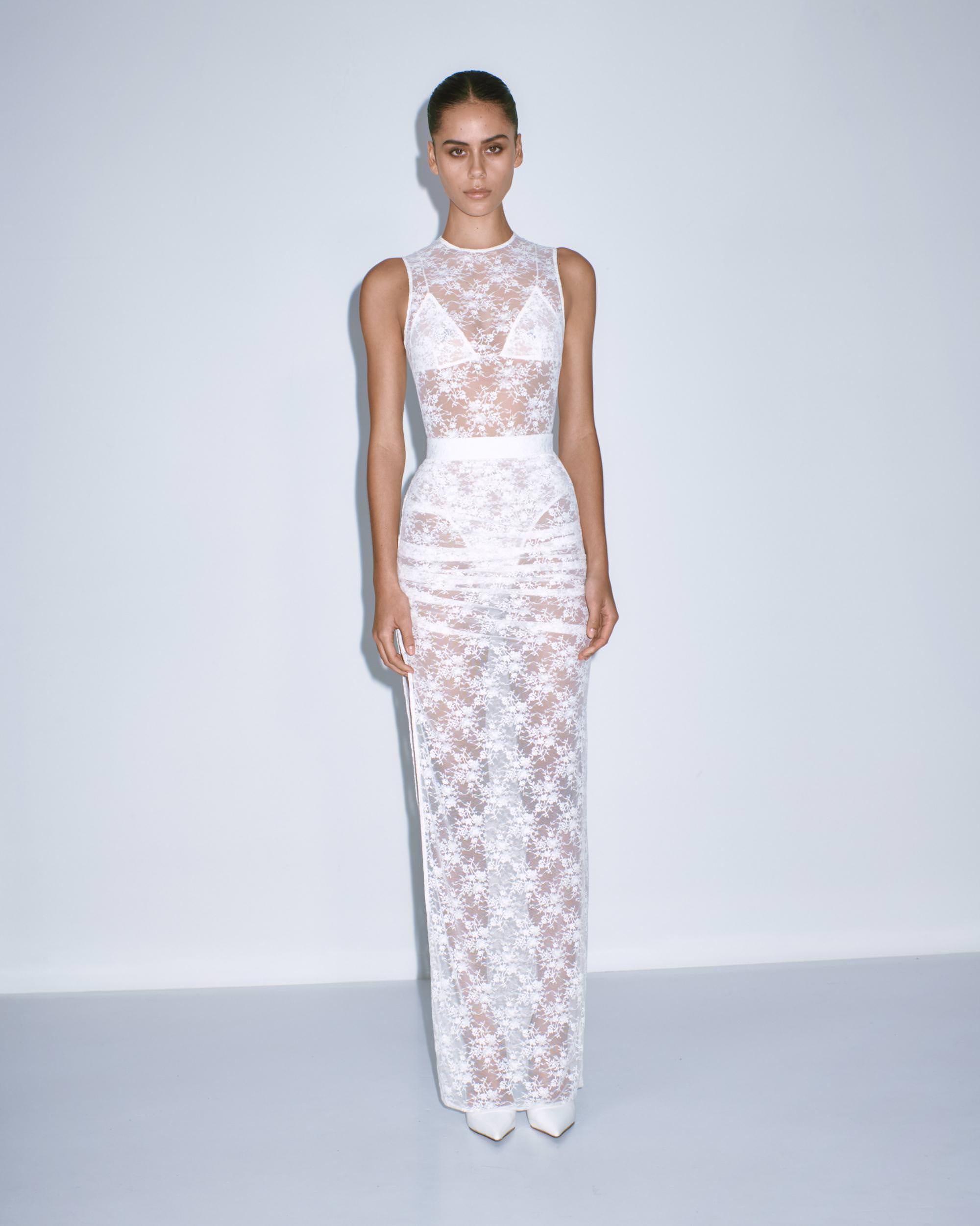 Bride Edit - Tucked Column Skirt in Lace