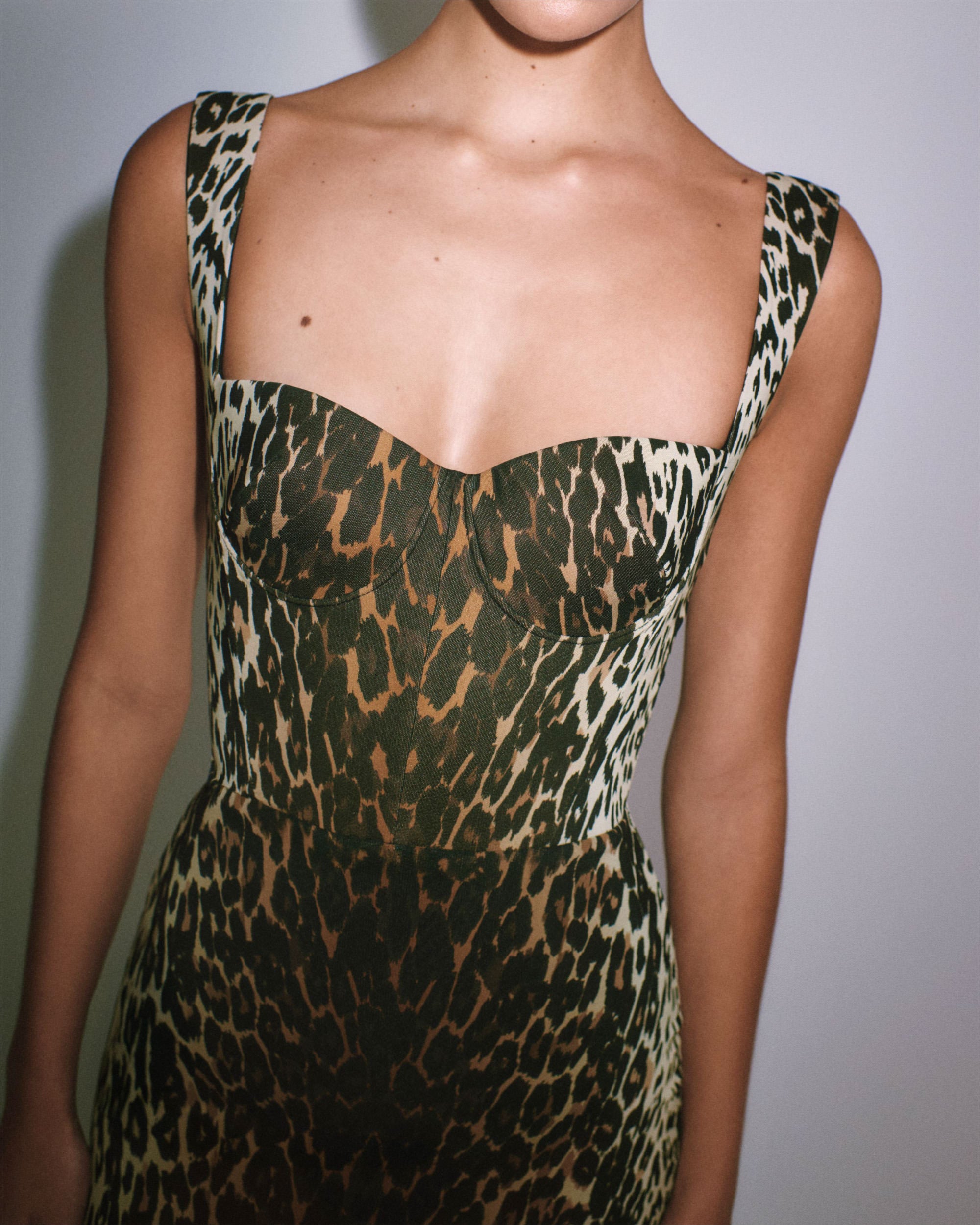 Alex Perry SS26 — Bikini Wrap Top in Wool Suiting Olive