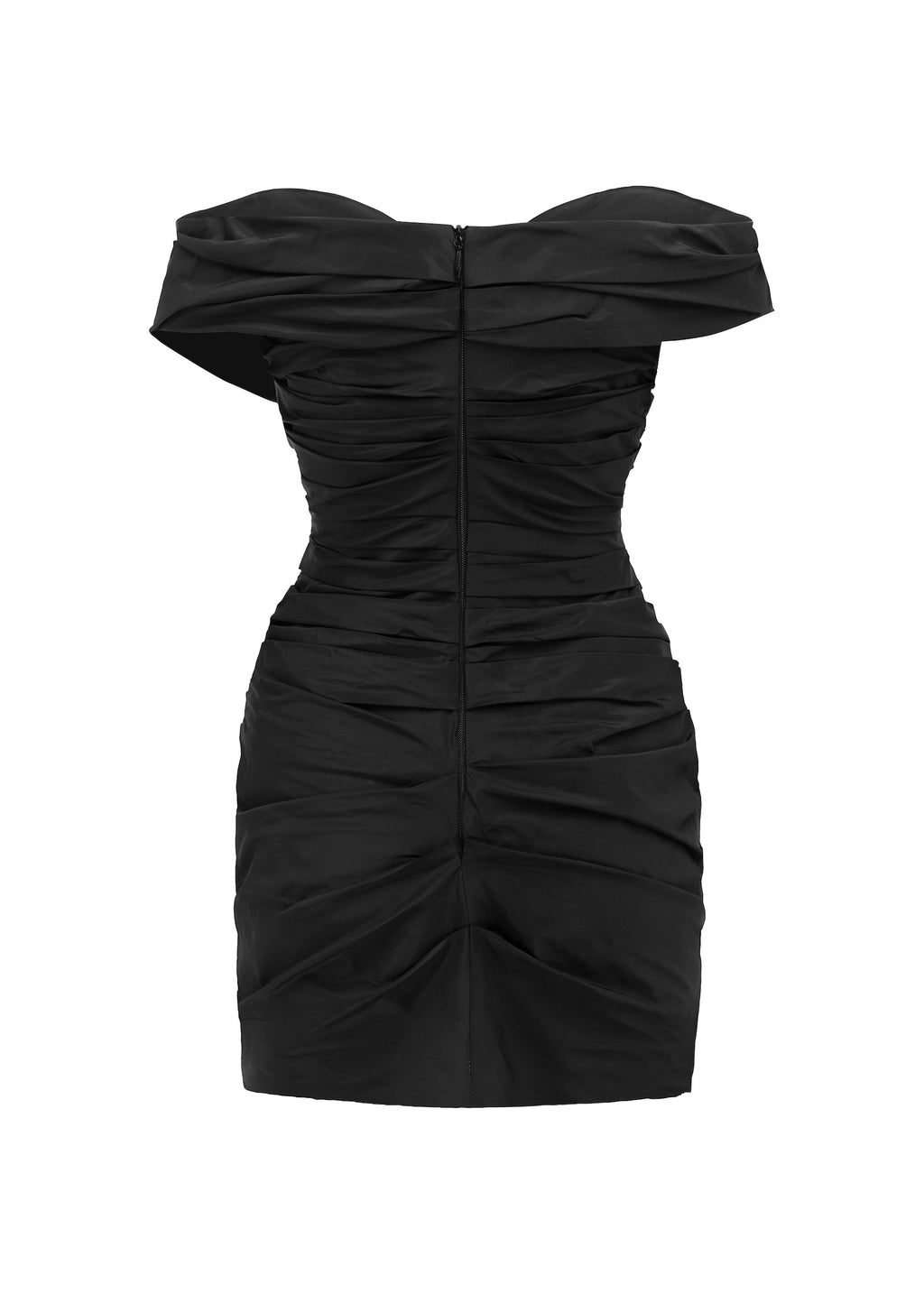 Off Shoulder Tucked Mini Dress in Taffeta - d1835re27-off-shoulder-tucked-mini-dress-in-taffeta-black-12.jpg