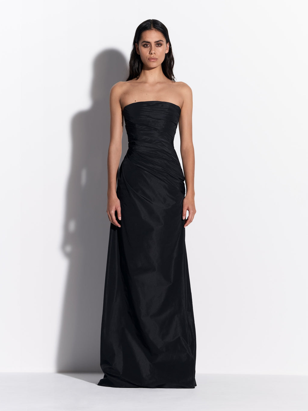 Strapless Tucked Split Gown in Taffeta - d1852re27-strapless-tucked-split-gown-in-taffeta-black-01.jpg