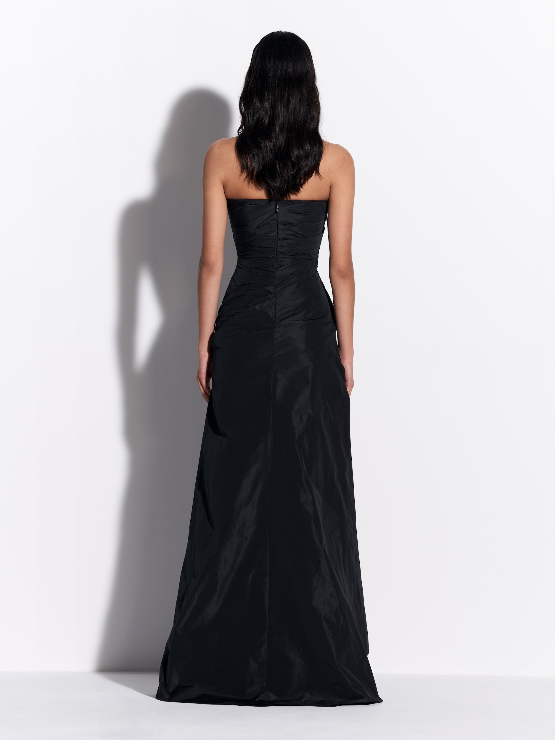 Strapless Tucked Split Gown in Taffeta - d1852re27-strapless-tucked-split-gown-in-taffeta-black-02.jpg