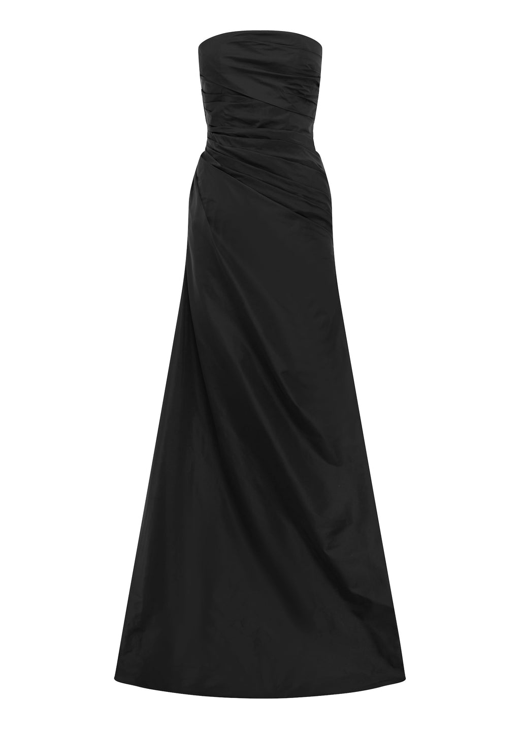 Strapless Tucked Split Gown in Taffeta - d1852re27-strapless-tucked-split-gown-in-taffeta-black-11.jpg
