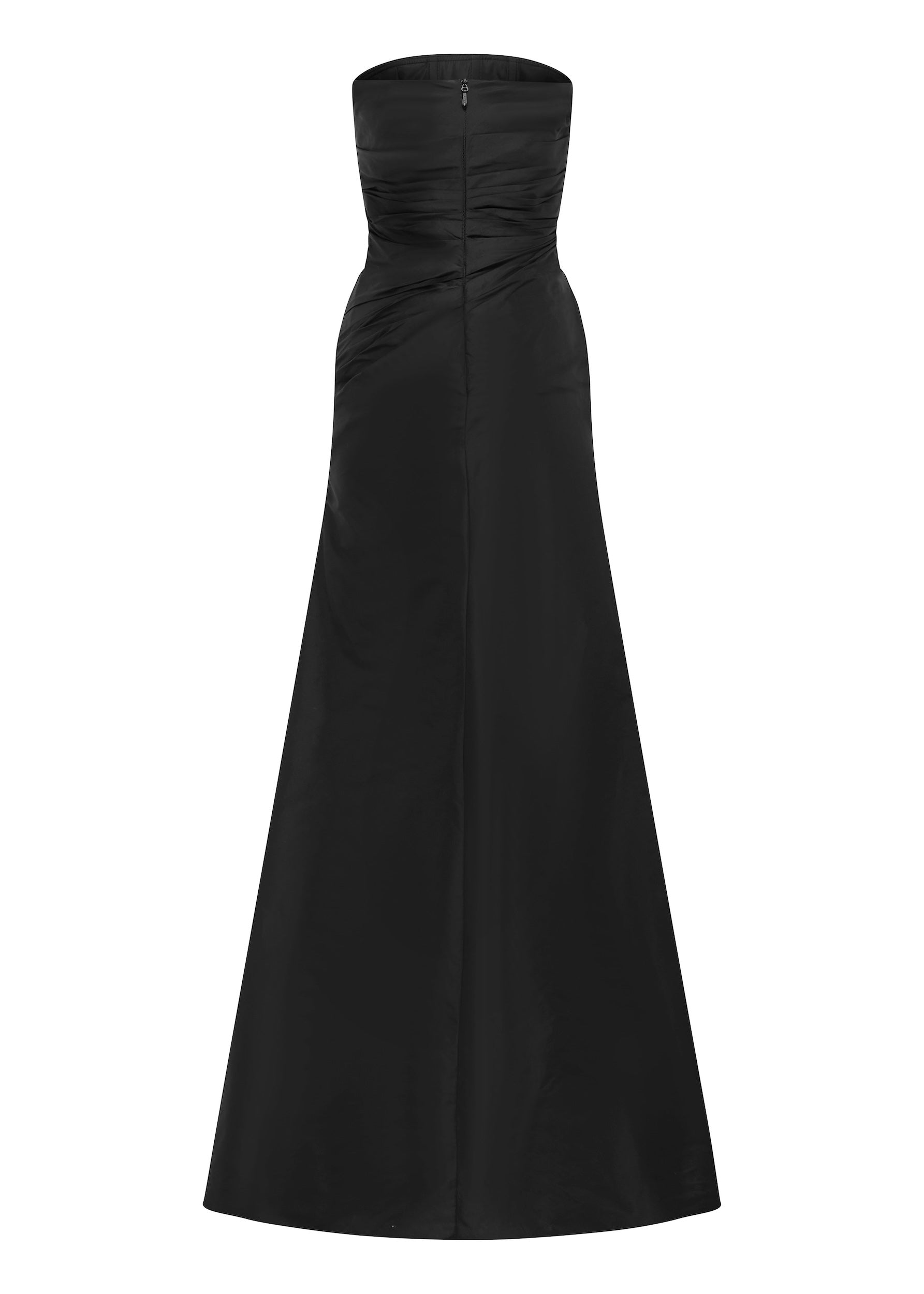 Strapless Tucked Split Gown in Taffeta - d1852re27-strapless-tucked-split-gown-in-taffeta-black-12.jpg