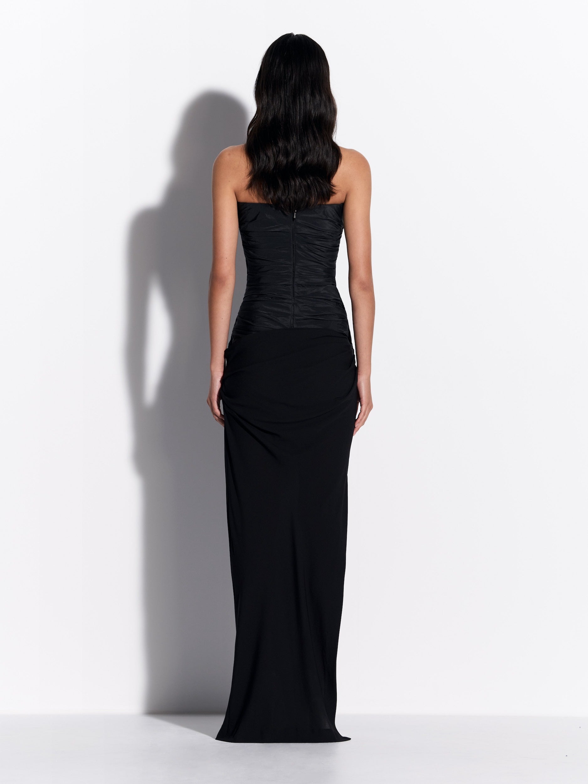 Strapless Tucked Column in Taffeta Georgette - d1853re27-strapless-tucked-column-in-taffeta-georgette-black-02.jpg