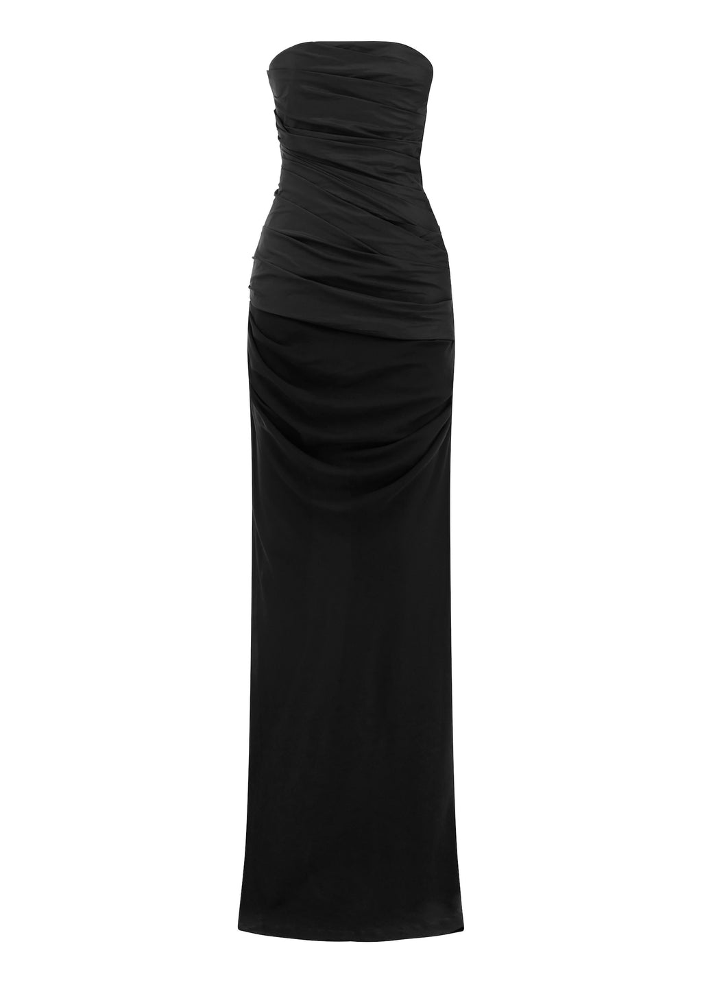 Strapless Tucked Column in Taffeta Georgette - d1853re27-strapless-tucked-column-in-taffeta-georgette-black-11.jpg