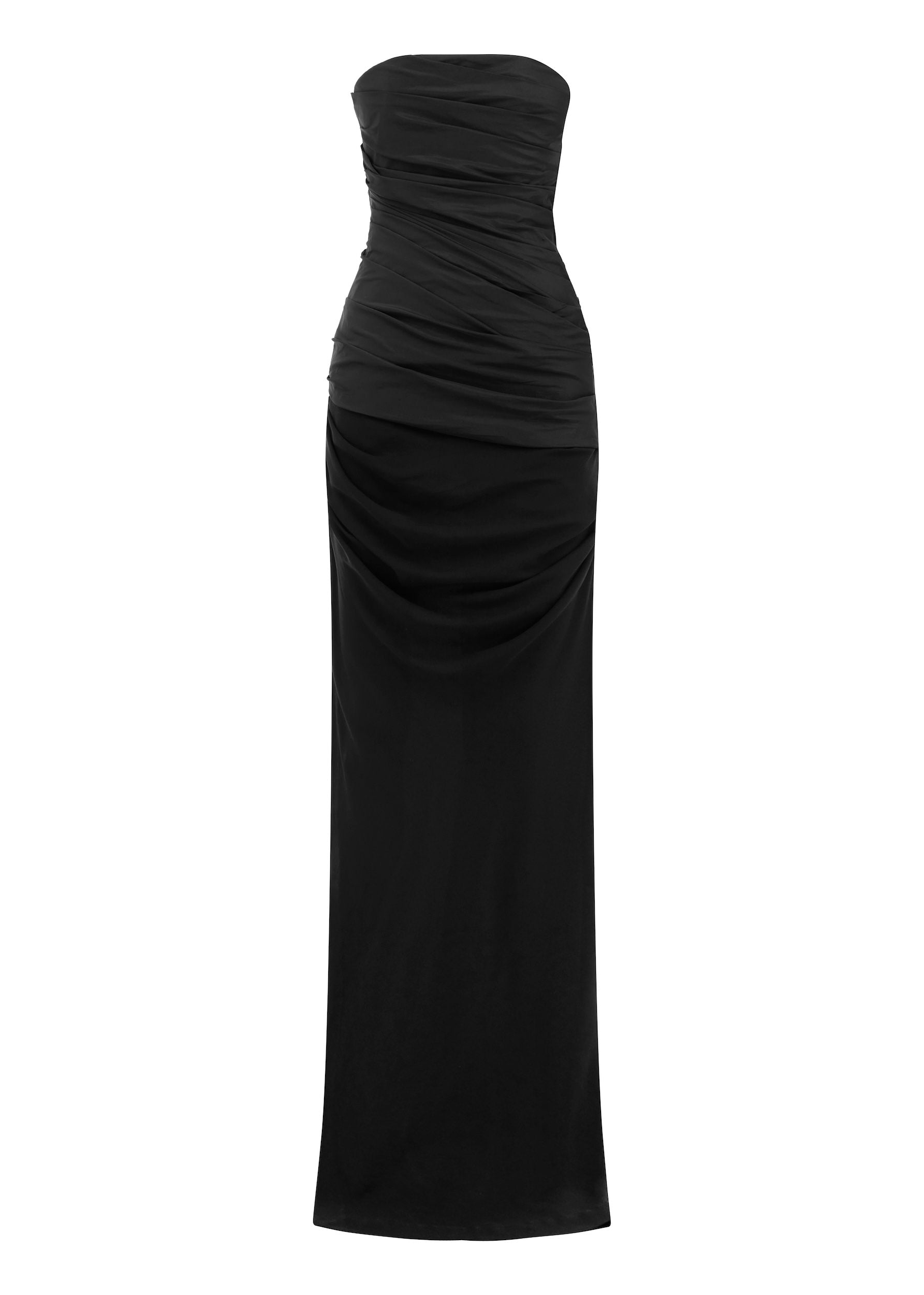 Strapless Tucked Column in Taffeta Georgette - d1853re27-strapless-tucked-column-in-taffeta-georgette-black-11.jpg
