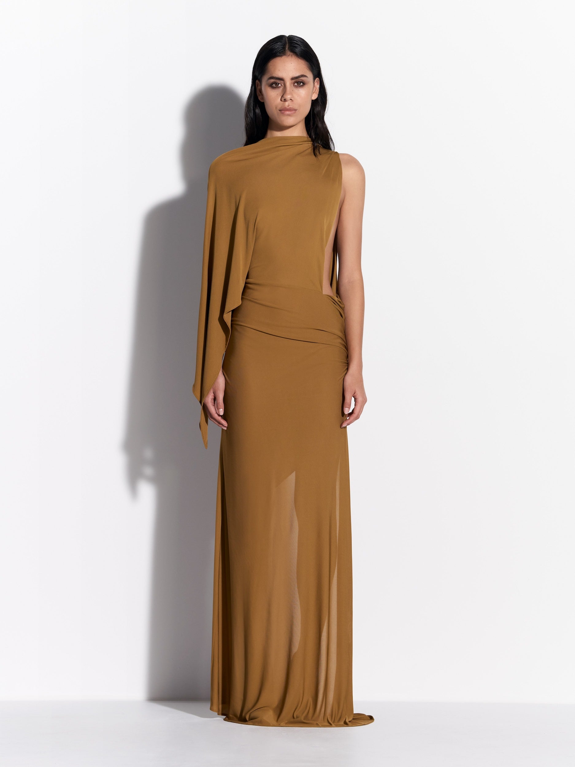 One Shoulder Cape Gown in Dry Jersey - d1861re27-one-shoulder-cape-gown-in-dry-jersey-bronze-01.jpg