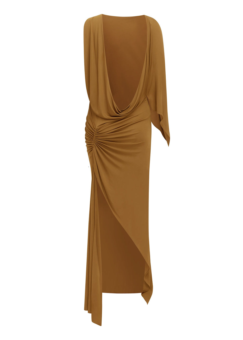 One Shoulder Cape Gown in Dry Jersey - d1861re27-one-shoulder-cape-gown-in-dry-jersey-bronze-12.jpg