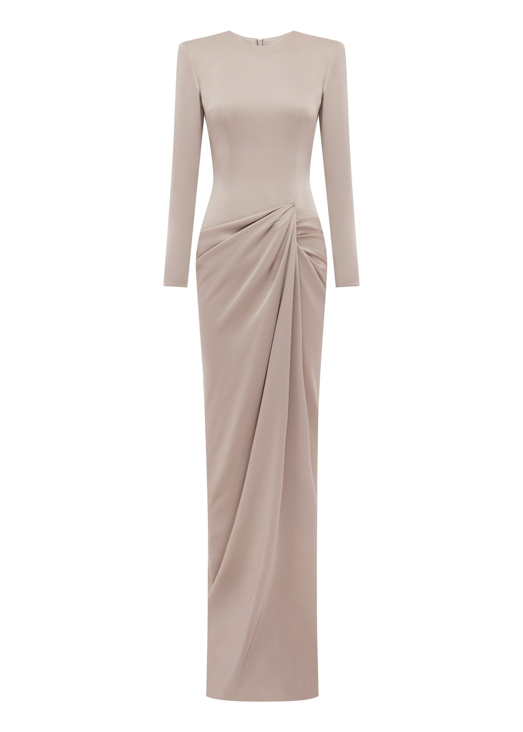 Long Sleeve Draped Gown in Satin Crepe - d1865re27-long-sleeve-draped-gown-in-satin-crepe-rock-11.jpg