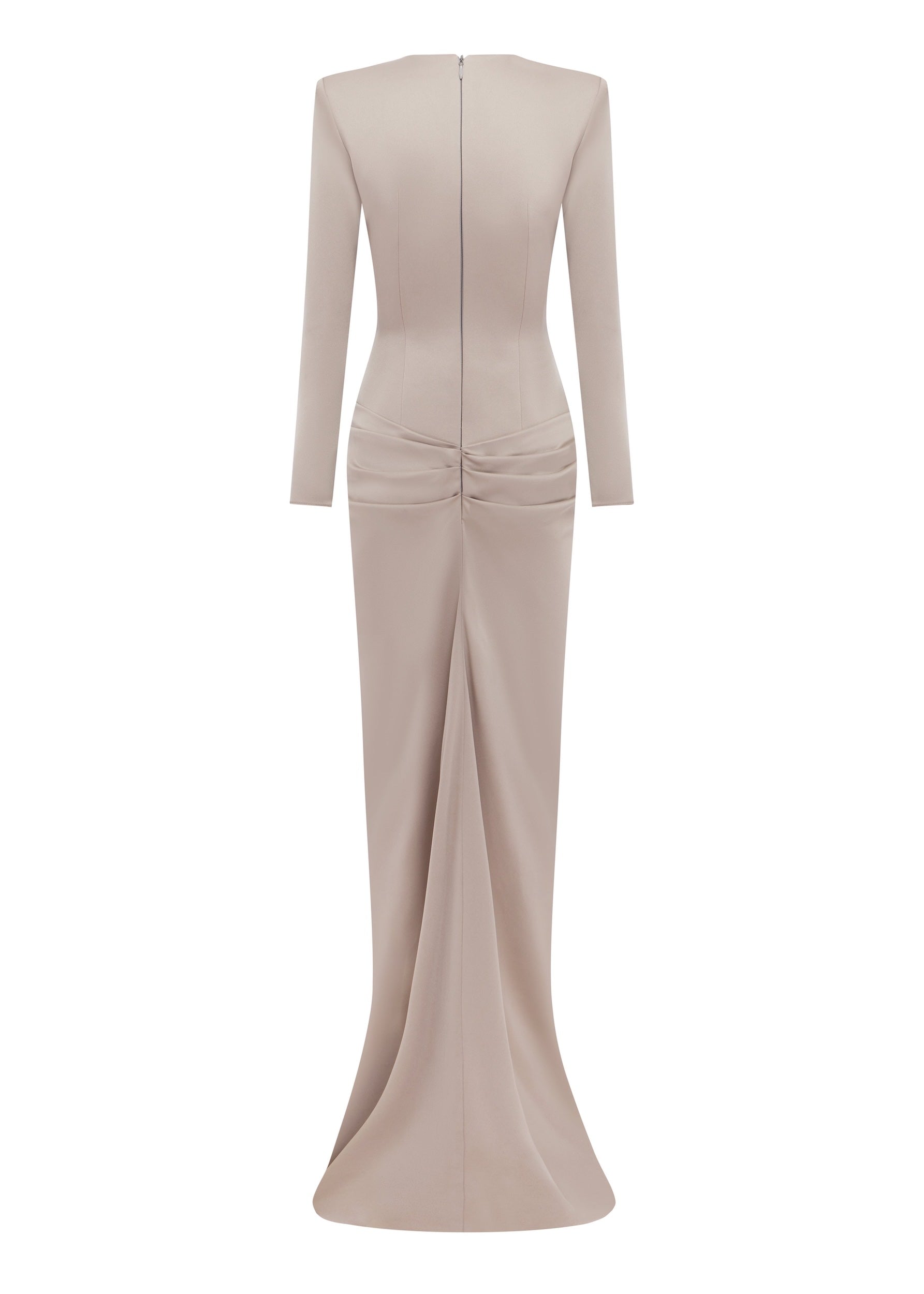 Long Sleeve Draped Gown in Satin Crepe - d1865re27-long-sleeve-draped-gown-in-satin-crepe-rock-12.jpg