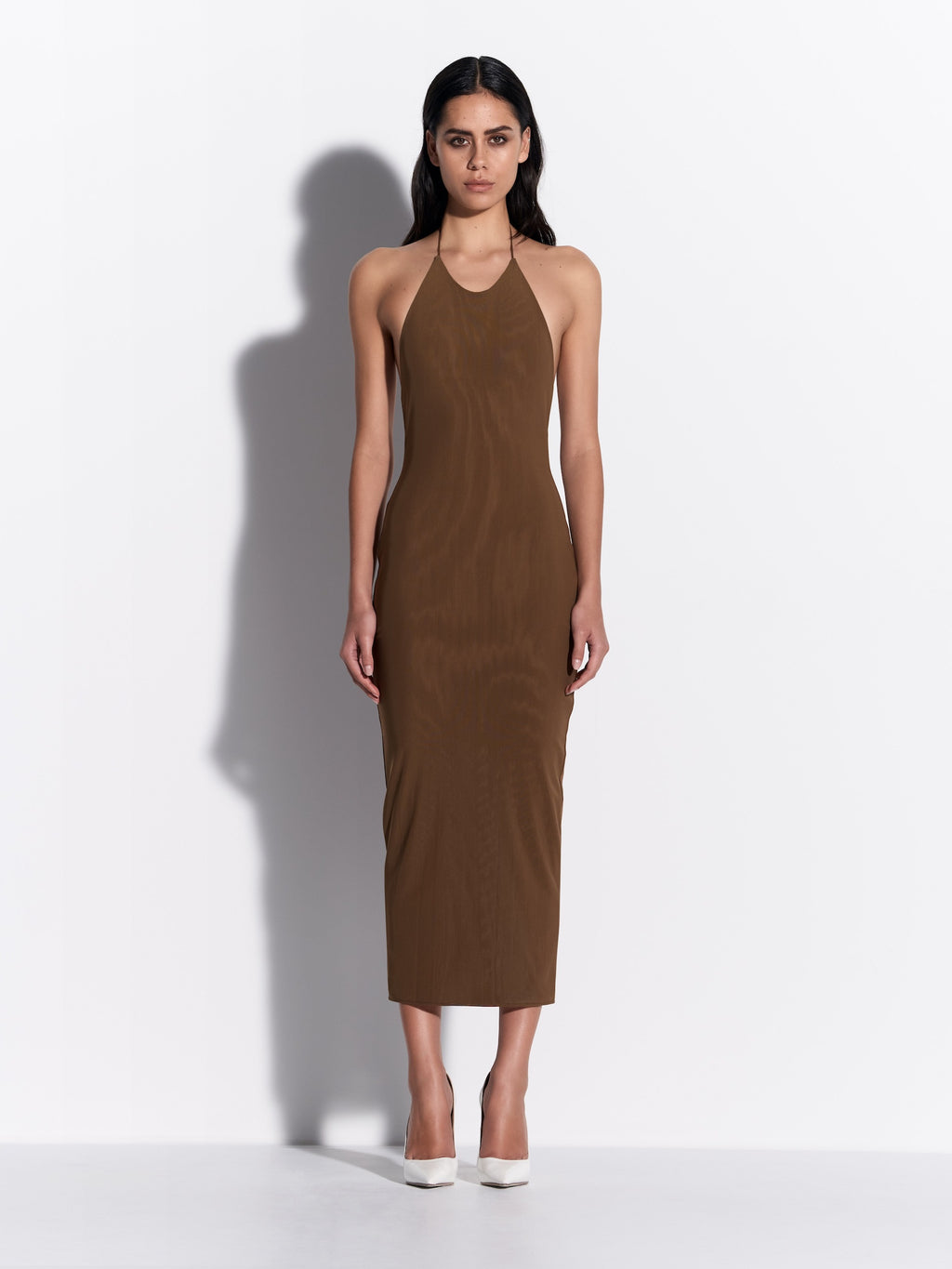 Halter Dress in Stretch Mesh - d1874re27-halter-dress-in-powermesh-bronze-01.jpg