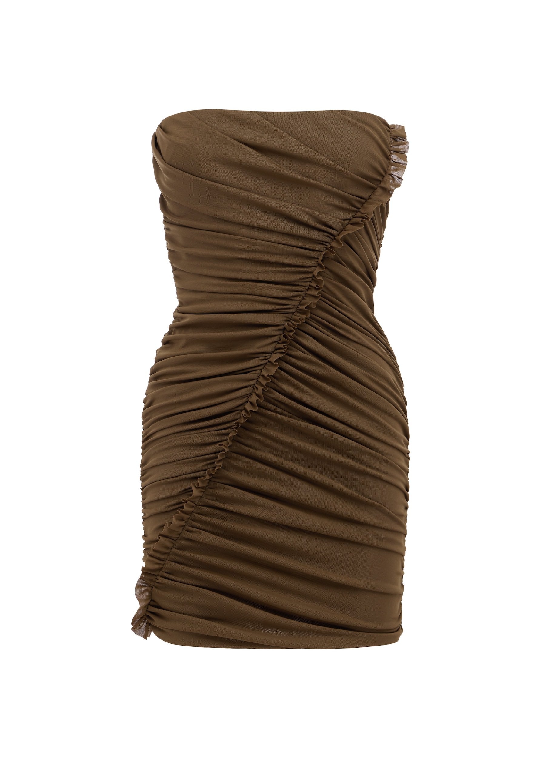 Strapless Ruffle Mini Dress in Stretch Mesh - d1882re27-strapless-ruffle-mini-dress-in-powermesh-bronze-11.jpg