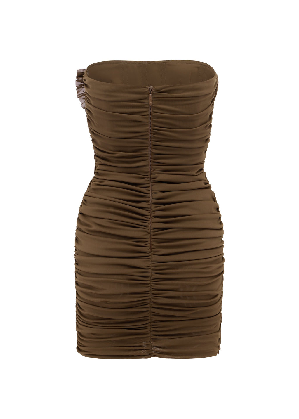 Strapless Ruffle Mini Dress in Stretch Mesh - d1882re27-strapless-ruffle-mini-dress-in-powermesh-bronze-12.jpg