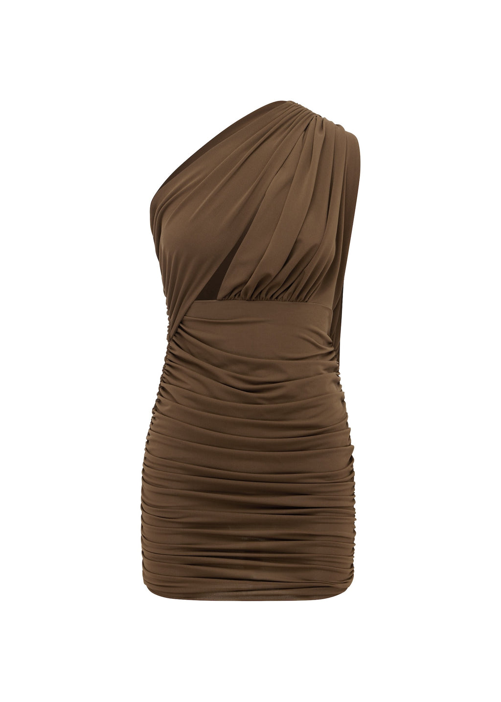 One Shoulder Mini Dress in Crepe Jersey - d1885re27-one-shoulder-mini-dress-in-crepe-jersey-chocolate-11.jpg
