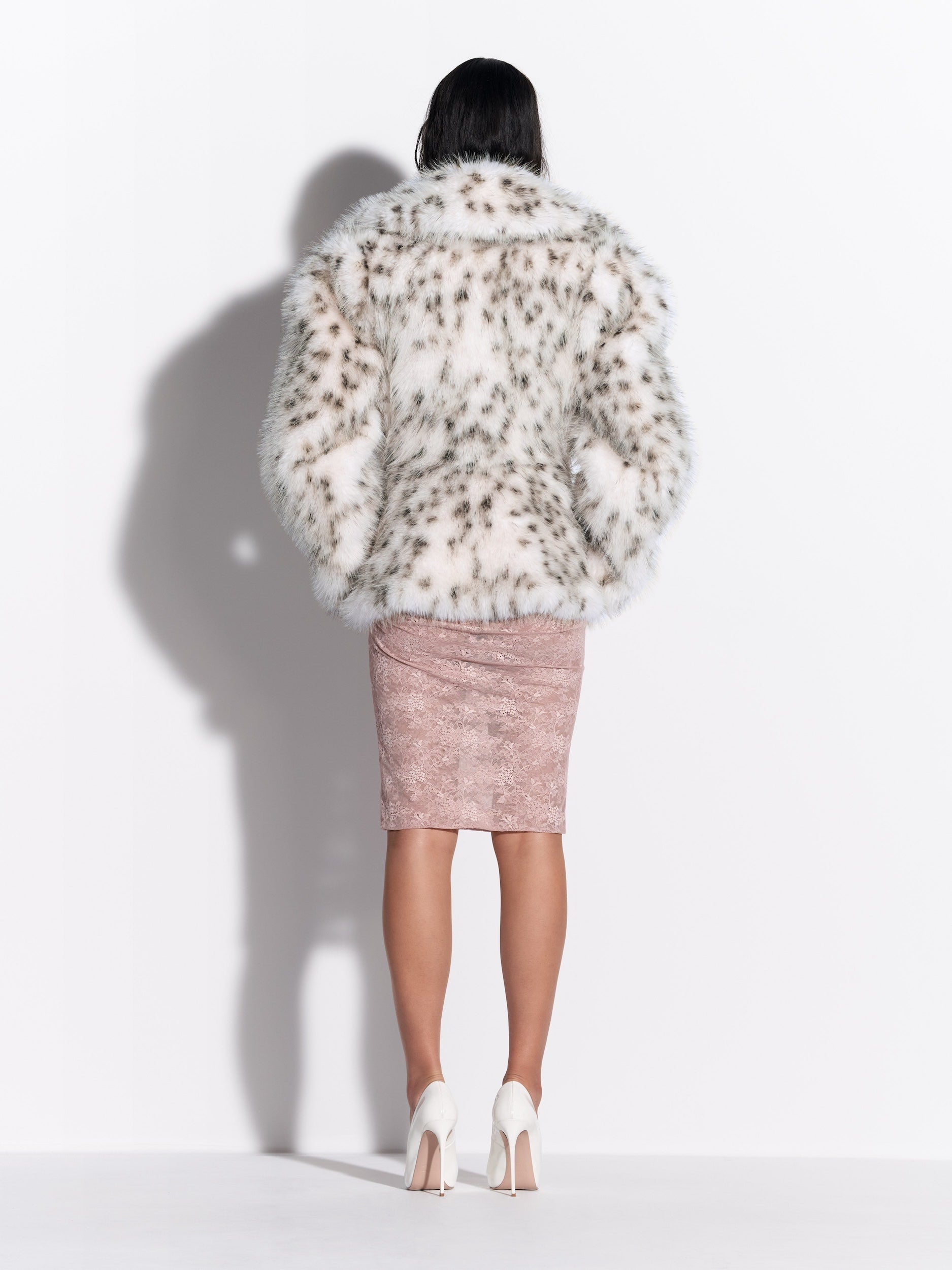 Contoured Jacket in Snow Leopard Faux Fur - j0184re27-contoured-jacket-in-snow-leopard-faux-fur-snow-leopard-by078re27-singlet-bodysuit-in-stretch-lace-teal-s0228re27-tucked-skirt-in-stretch-lace-bare-02.jpg
