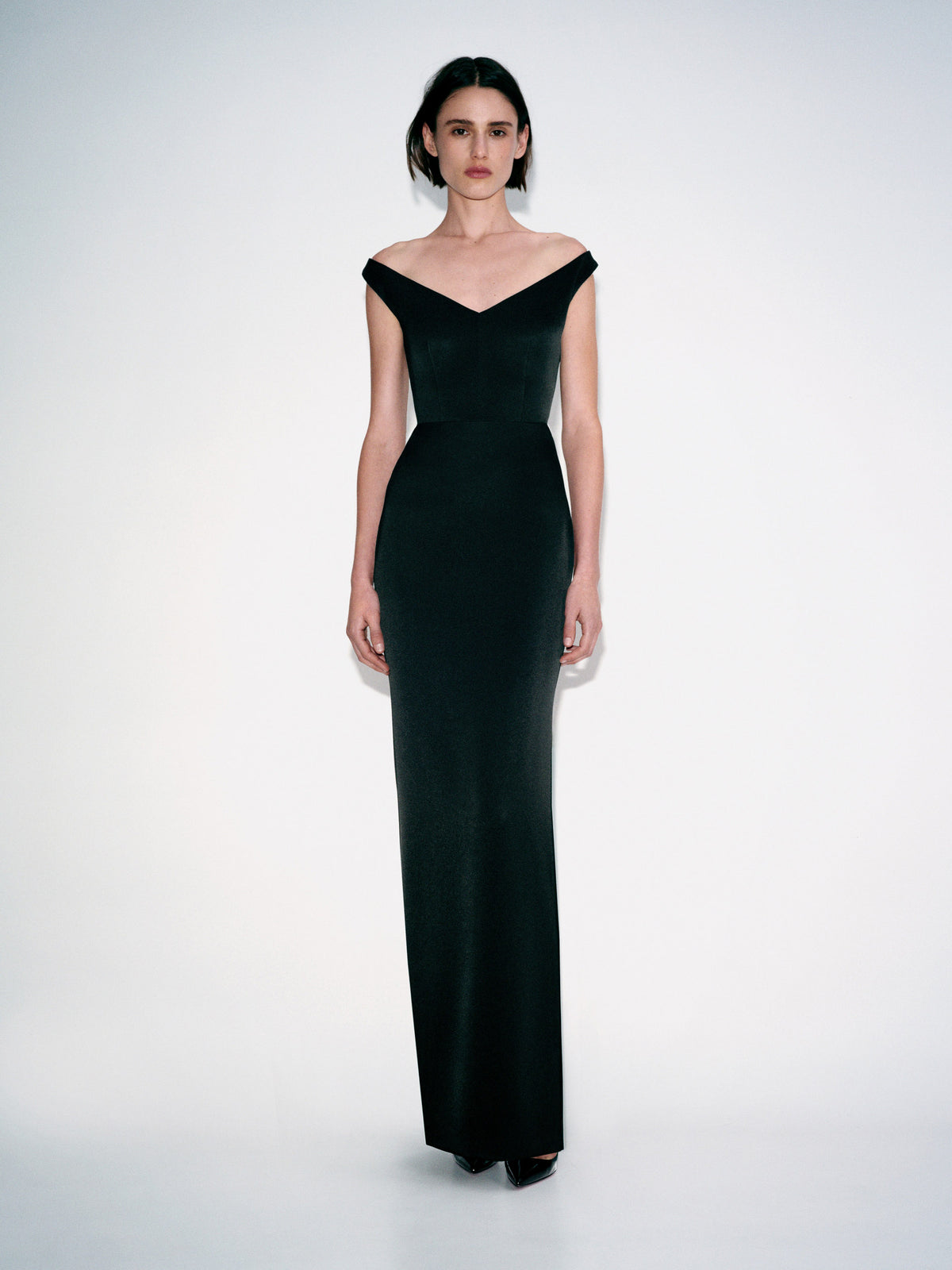 Alex Perry Pre Fall 2026 Look 31 - Off Shoulder Column in Satin Crepe