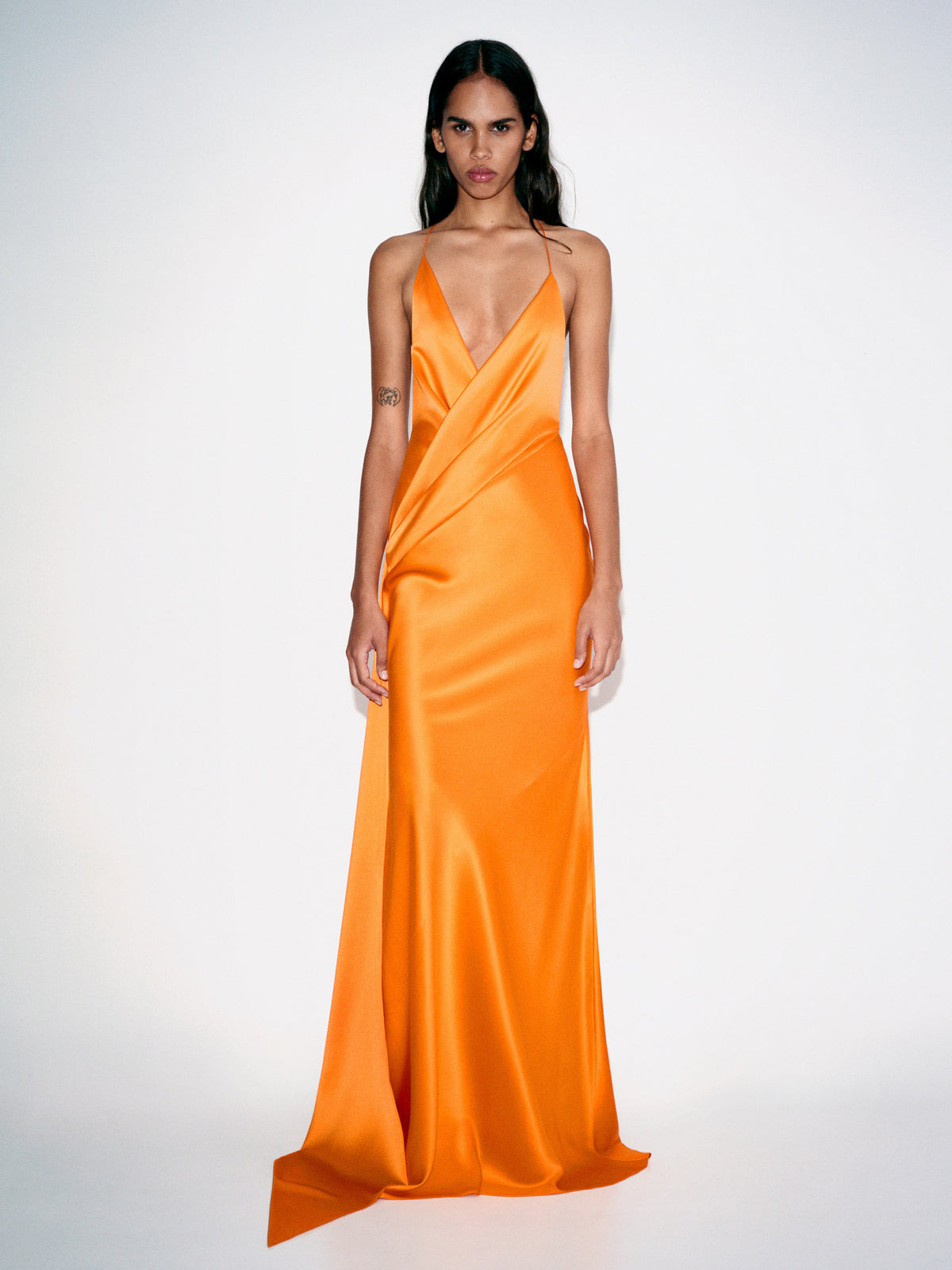 Alex Perry Pre Fall 2026 Look 43 - Bikini Wrap Asymmetric Gown in Silk Satin