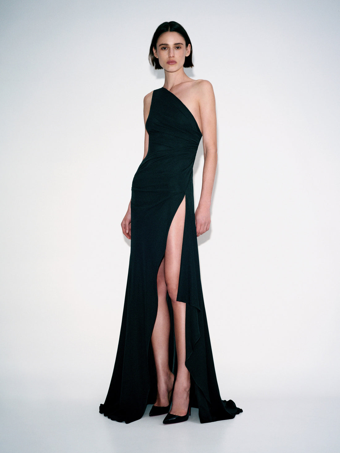 Alex Perry Pre Fall 2026 Look 59 — One Shoulder Drape Gown in Dry Jersey