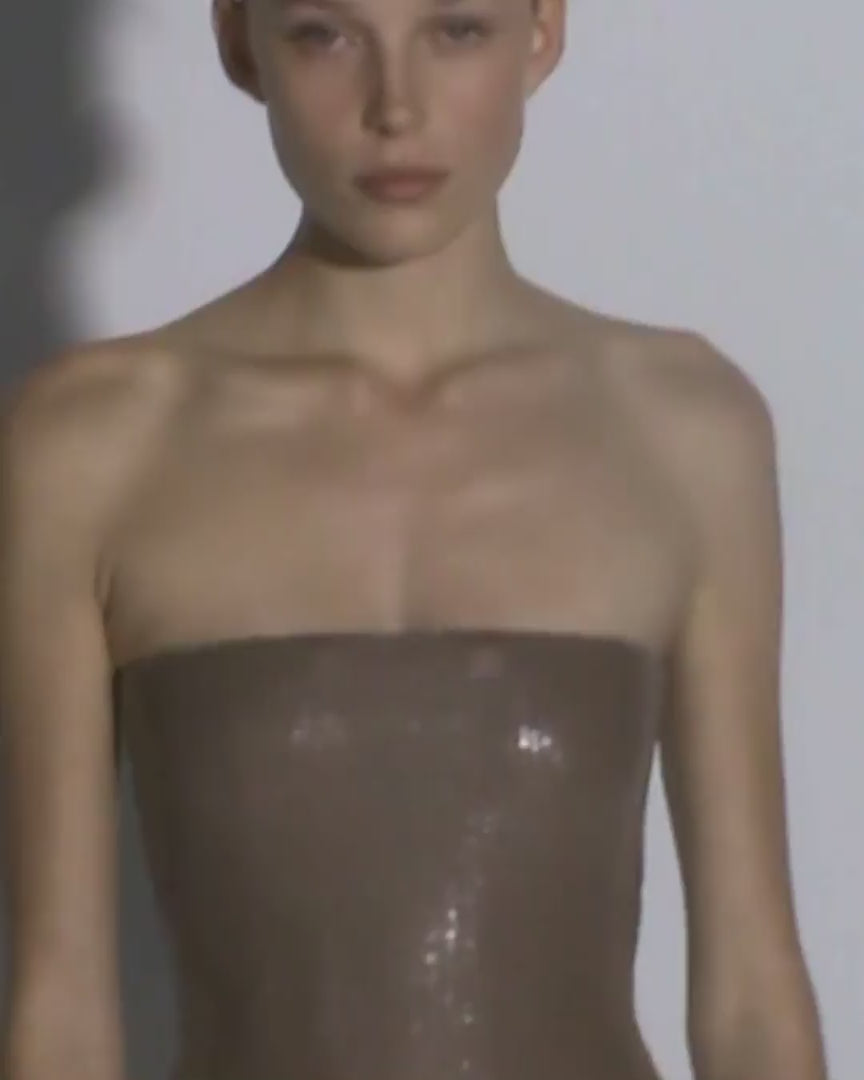 Strapless Dress in Sequin Stretch Mesh