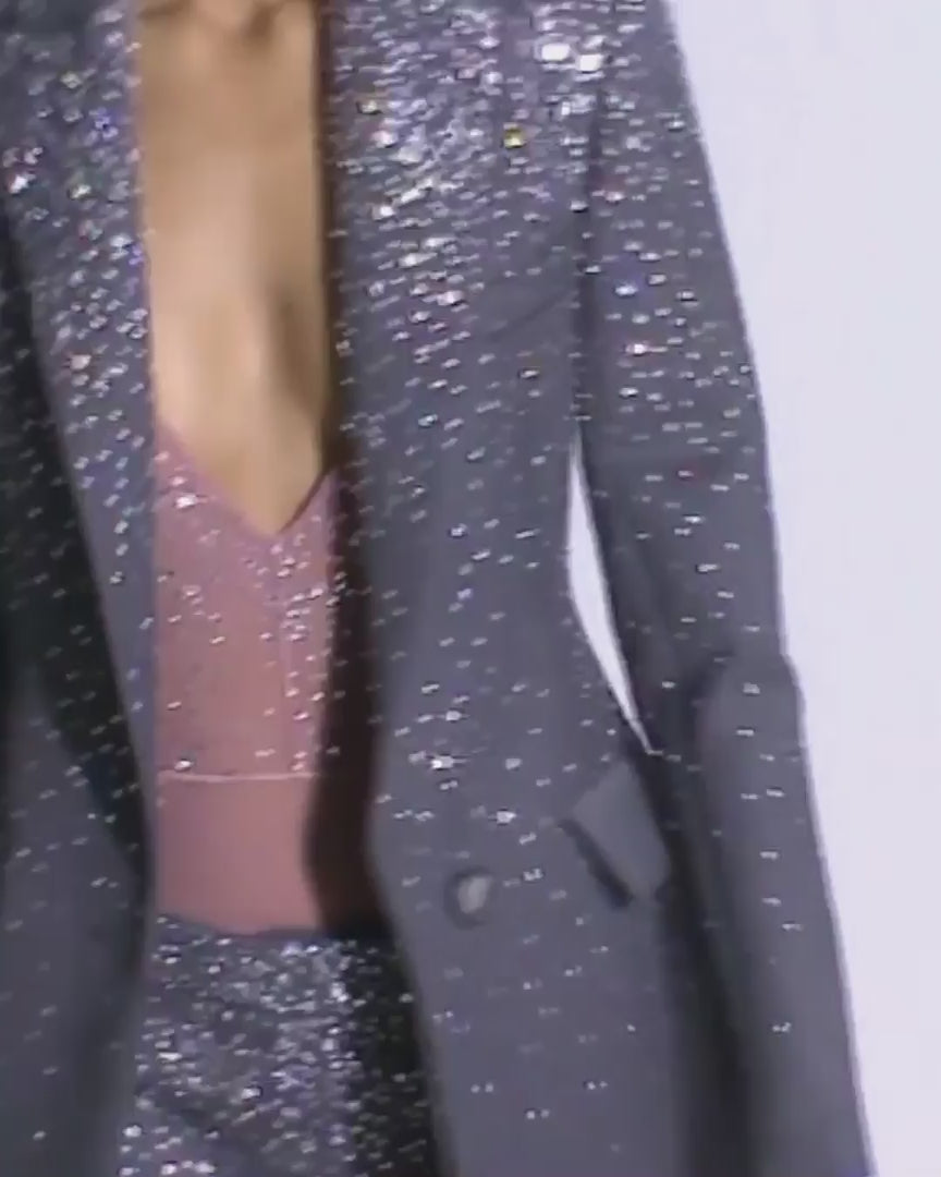 Single Breasted Fitted Blazer in Crystal Suiting