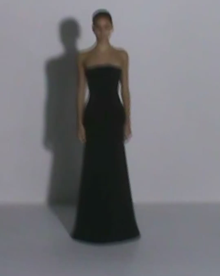 Strapless Drape Gown in Satin Crepe