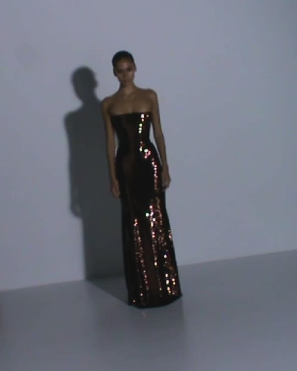 Strapless Gown in Sequin Mesh