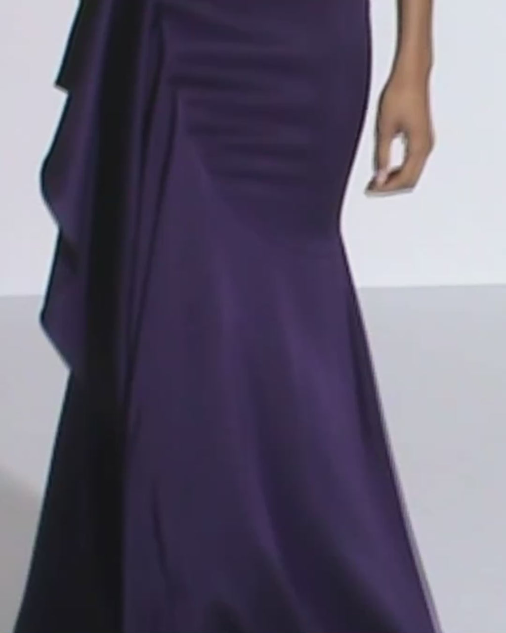 Cupped Asymmetric Tiered Drape Gown in Satin Crepe
