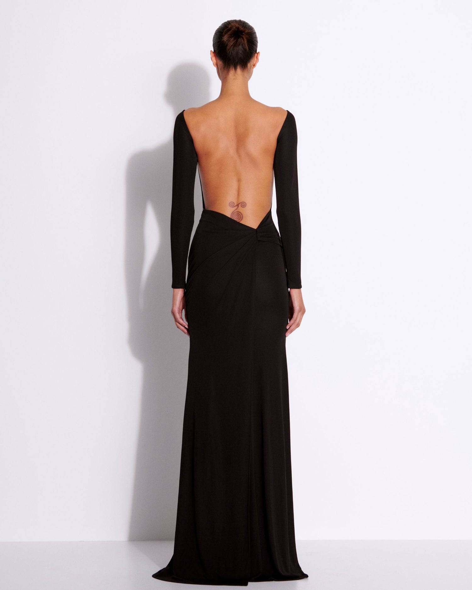 Long Sleeve Open Back Gown in Viscose Jersey