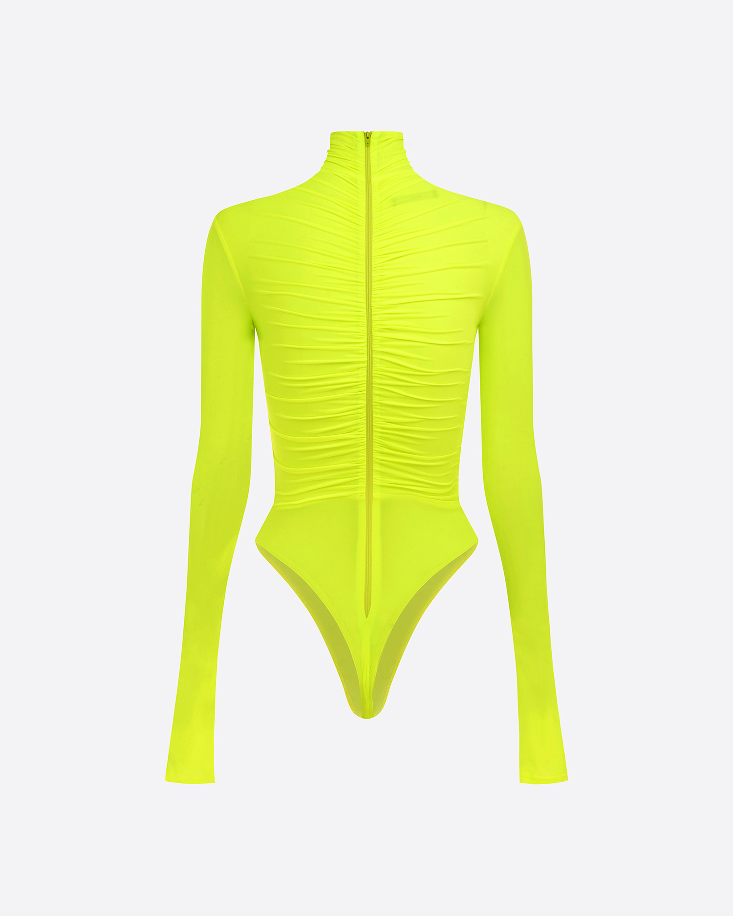Long Sleeve Ruched Bodysuit in Stretch Jersey