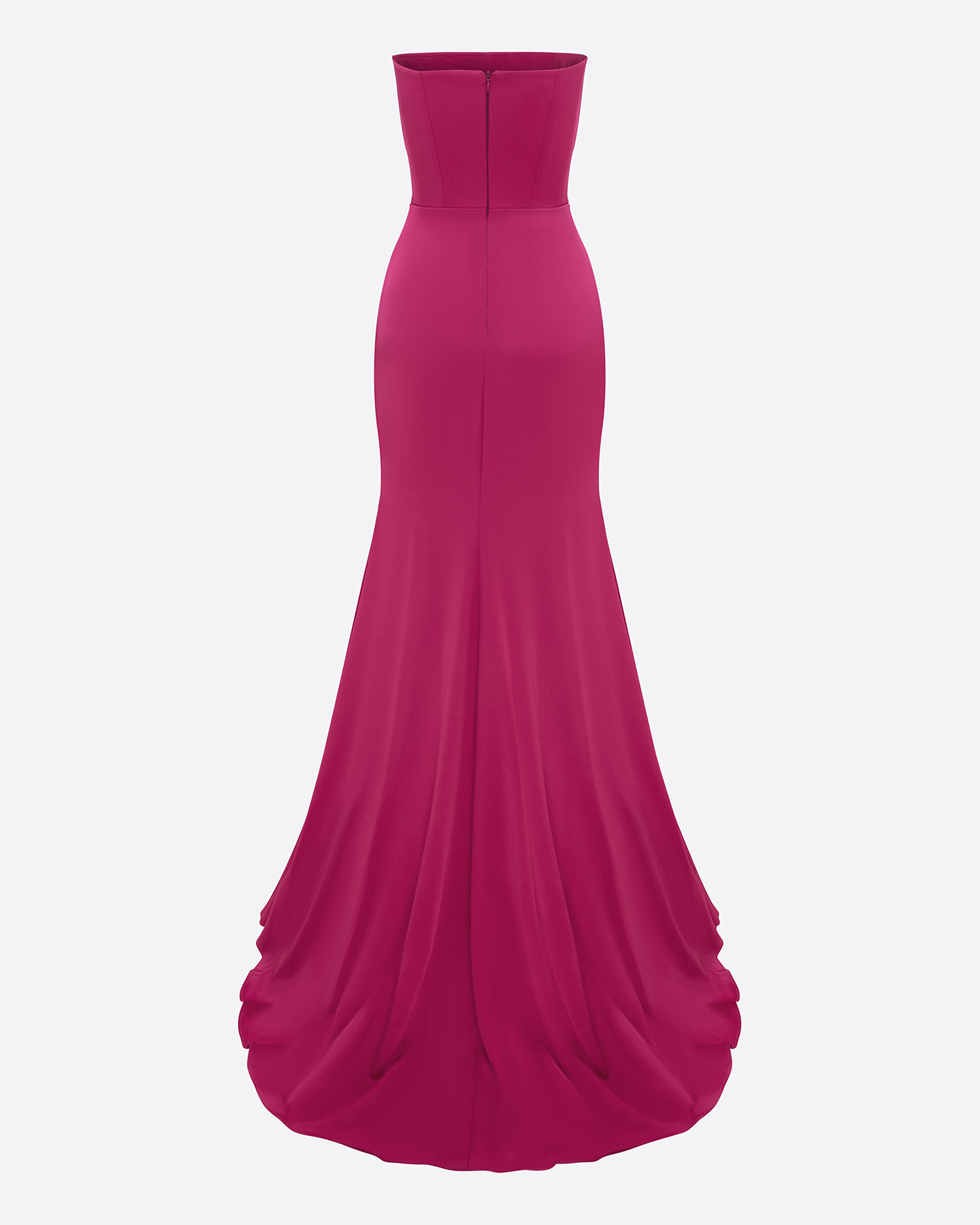 Strapless Gathered Drape Gown in Satin Crepe