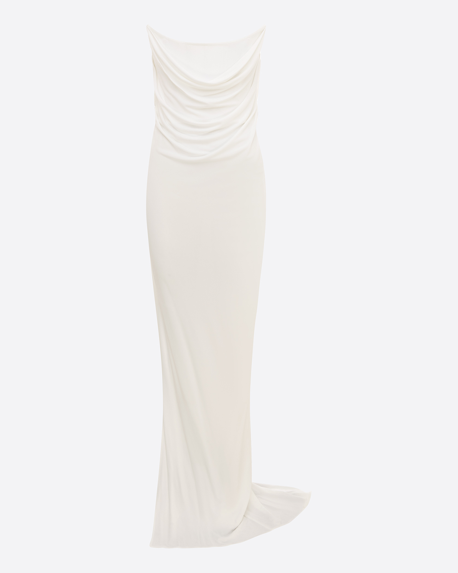 Layered Strapless Drape Corset Column Gown in Viscose Jersey
