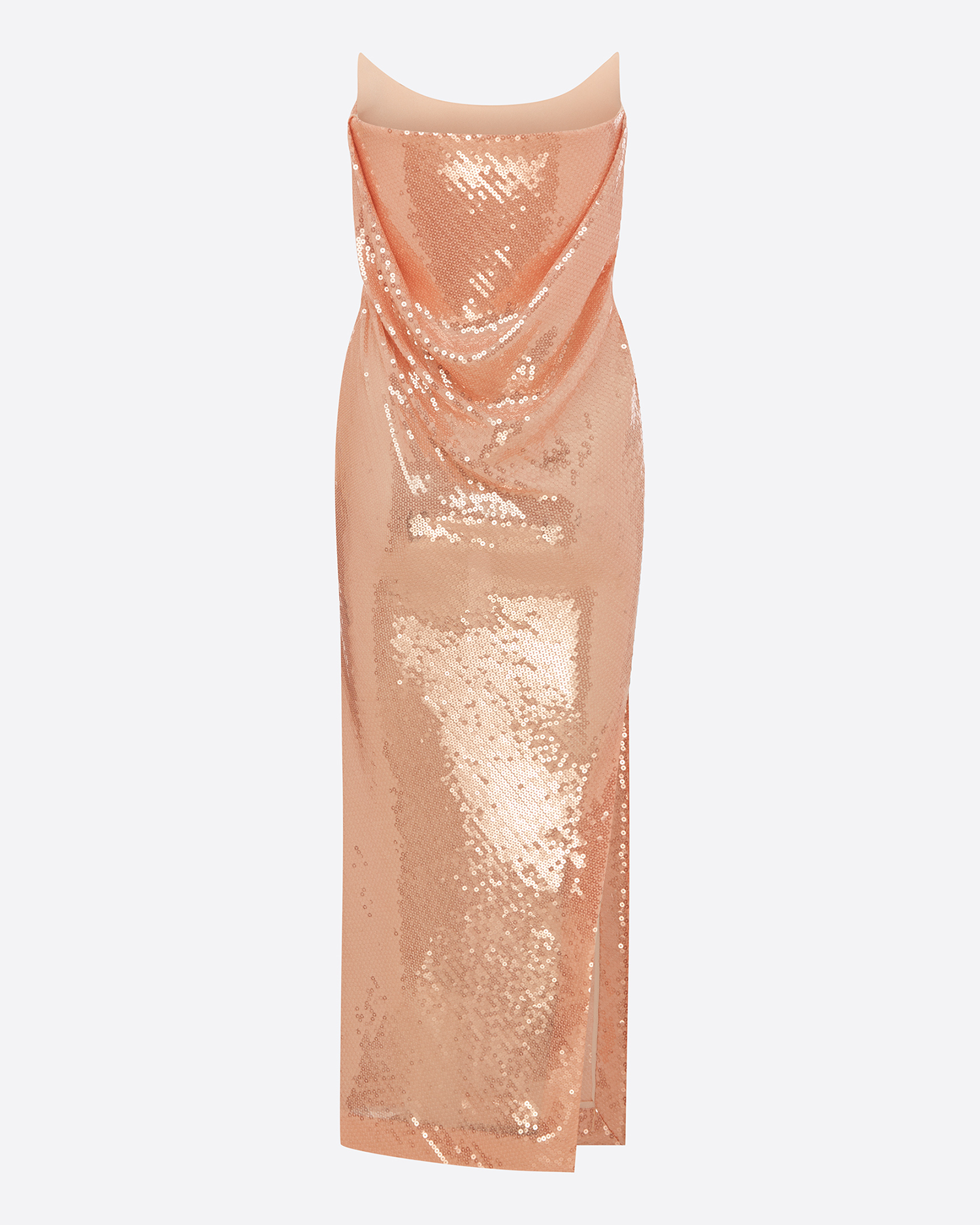 Layered Strapless Drape Corset Dress in Sequin