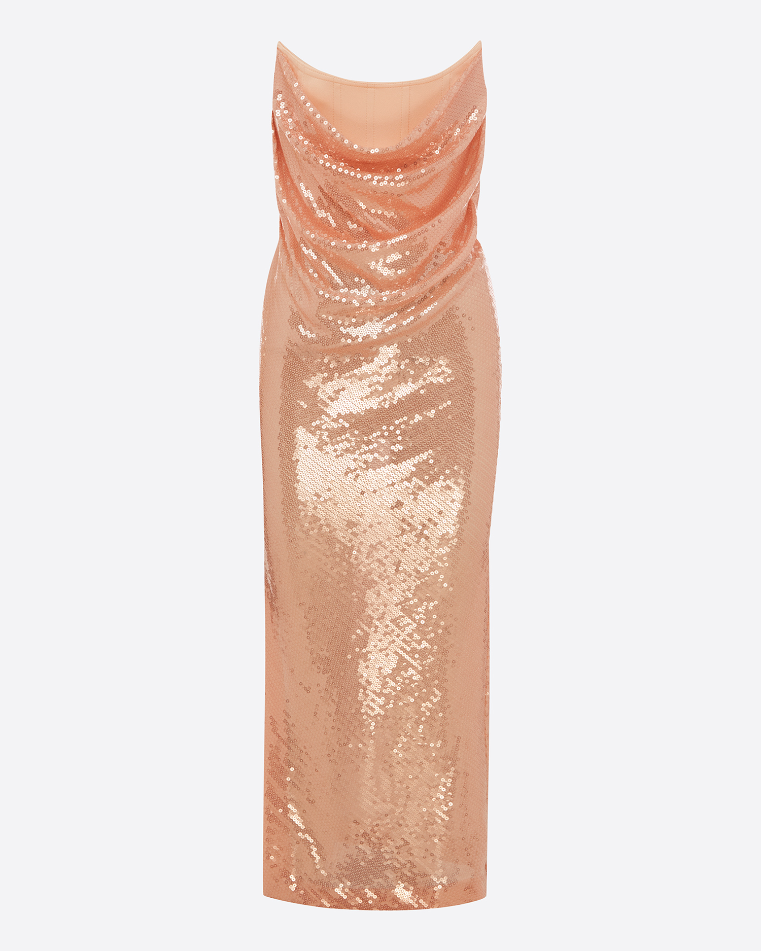 Layered Strapless Drape Corset Dress in Sequin