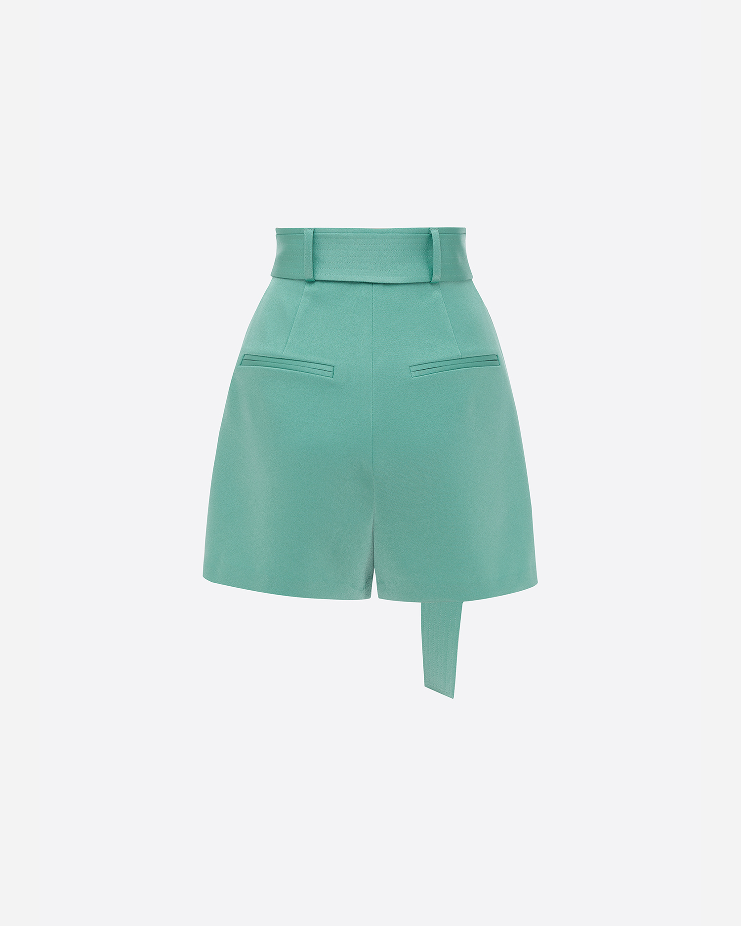 Pleat Short with Belt in Satin Crepe